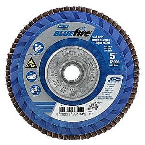 ‎5 × 5/8 - 11″ BlueFire Plastic Flat Flap Disc Type 27 P36 Grit R884P Zirconia Alumina