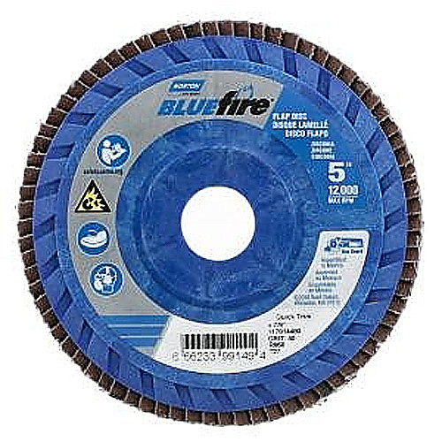 5 × 7/8″ BlueFire Plastic Flat Flap Disc Type 27 P40 Grit R884P Zirconia Alumina