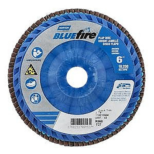 6 × 7/8″ BlueFire Plastic Flat Flap Disc Type 27 P60 Grit R884P Zirconia Alumina