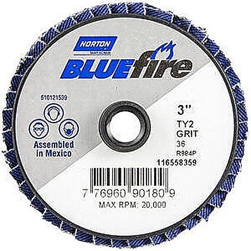 3″ BlueFire Plastic Flat Mini Flap Disc TS (Type II) Type 27 P36 Grit R884P1 Zirconia Alumina