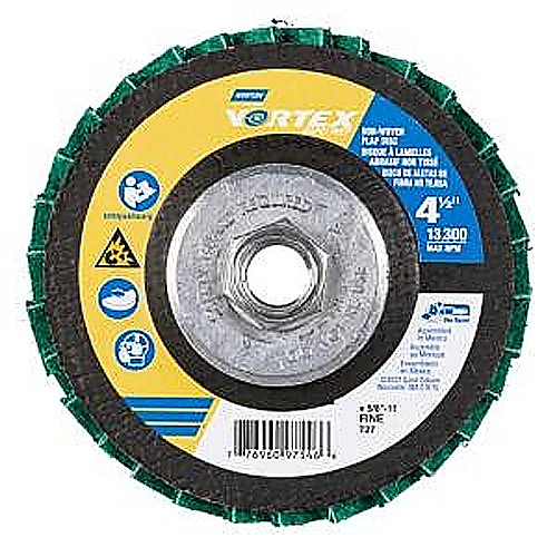‎4-1/2 × 5/8 - 11 In. Bear-Tex Vortex Rapid Prep Non-Woven Fiberglass Flat Flap Disc T27 F Grit AO