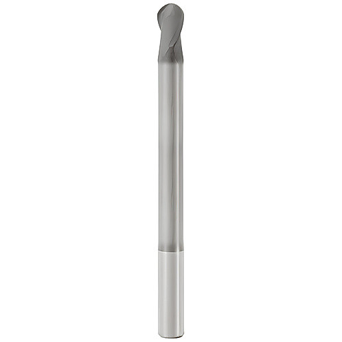 6 mm Dia. × 6 mm Shank × 10 mm DOC × 65 mm OAL, Carbide Diamond, 2 Flute, 30° Helix, Round, Ballnose End Mill