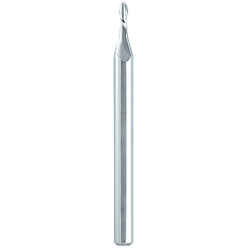 ‎0.025″ Dia. × 1/8″ Shank × 0.075″ DOC × 1-1/2″ OAL, Carbide 2 Flute, 30° Helix, Round, Ballnose End Mill