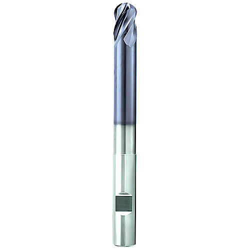 3/8″ Dia. × 3/8″ Shank × 1/2″ DOC × 6″ OAL, Carbide AlTiN, 4 Flute, Variable Helix, Weldon, Ballnose End Mill
