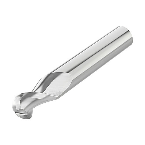 1/2″ Dia. × 1/2″ Shank × 5/8″ DOC × 3″ OAL, Carbide 2 Flute, 45° Helix, Round, Ballnose End Mill