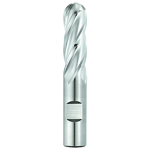 ‎3/4″ Dia. × 3/4″ Shank × 2-1/4″ DOC × 4-1/2″ OAL, HSSCo TiCN, 4 Flute, 30° Helix, Weldon, Ballnose End Mill
