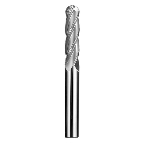 ‎7/16″ Dia. × 7/16″ Shank × 2″ DOC × 4-1/2″ OAL, Carbide Uncoated, Spiral , 4 Flute, 30° Helix, Ballnose End Mill