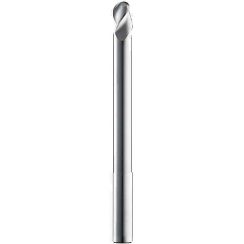 1/2″ Dia. × 1/2″ Shank × 5/8″ DOC × 6″ OAL, Carbide Uncoated, Spiral , 2 Flute, 35° Helix, Ballnose End Mill