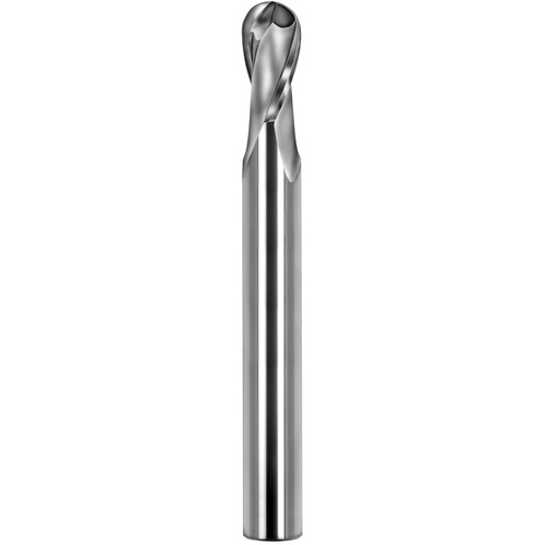 20 mm Dia. × 20 mm Shank × 45 mm DOC × 130 mm OAL, Carbide Uncoated, Spiral , 2 Flute, 25° Helix, Ballnose End Mill