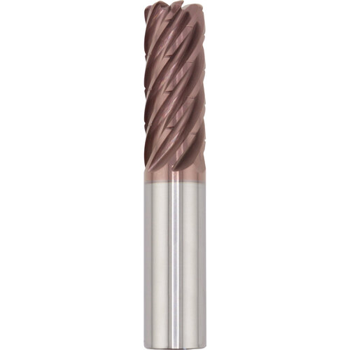 ‎SGS 25.00mm Dia, 75.00mm LOC, 25.00mm Shank Dia, 3.00mm Radius, 7 Flute, Coolant-Through, 37 Degree Helix, Ti-NAMITE-M (TM) Coated, Series 77MCR, H-Carb, Chip Breaker Corner Radius End Mill - 74895