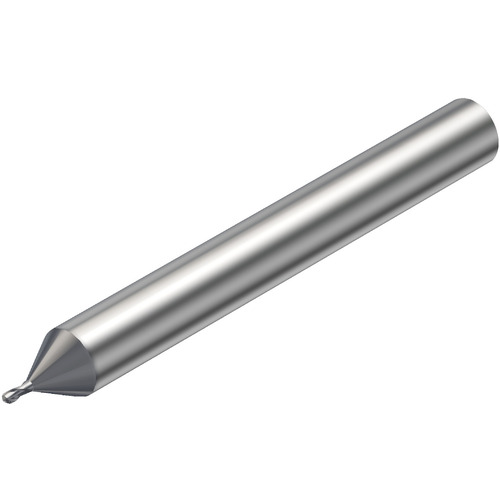 1 mm Dia. × 6 mm Shank × 2.5 mm DOC × 54 mm OAL, Carbide TiAlN, 2 Flute, CW|30° Helix, Round, External , Ballnose End Mill