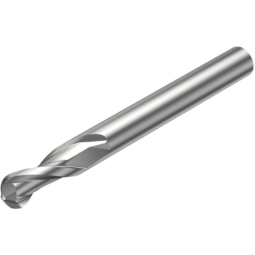 2 mm Dia. × 6 mm Shank × 6 mm DOC × 60 mm OAL, Carbide 2 Flute, CW|30° Helix, Round, External , Ballnose End Mill