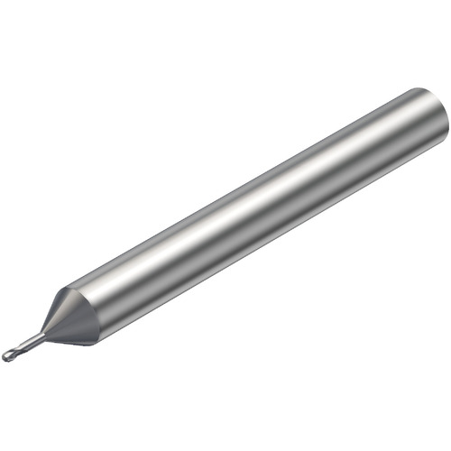 0.5 mm Dia. × 6 mm Shank × 2.5 mm DOC × 57 mm OAL, Carbide TiAlN, 2 Flute, CW|30° Helix, Round, External , Ballnose End Mill