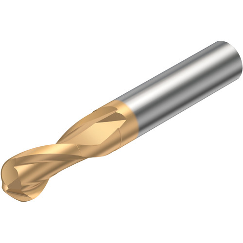 10 mm Dia. × 10 mm Shank × 15 mm DOC × 100 mm OAL, Carbide 2 Flute, CW|30° Helix, Round, External , Ballnose End Mill