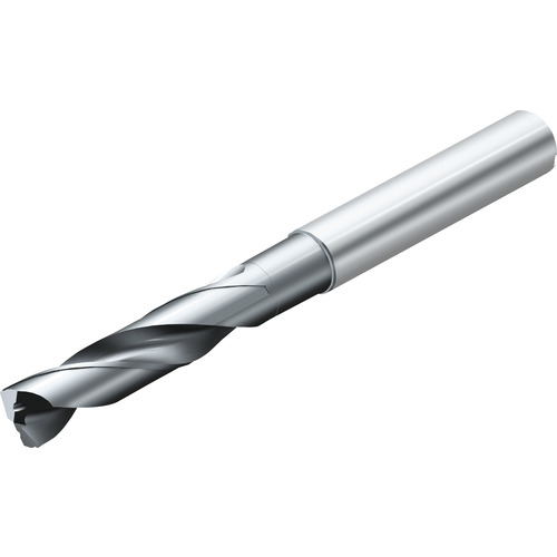 9.5 mm Dia. × 10 mm Shank × 47 mm Flute Length × 89 mm OAL, 150°, TiAlN, 2xD Flute, Coolant Thru, DIN 6537 K, Round Solid Carbide Drill