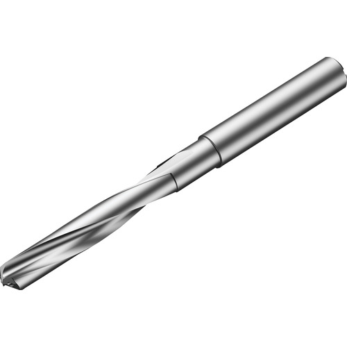 0.281″ Dia. × 0.315″ Shank × 3.15″ Flute Length × 4.76″ OAL, 8xD, 130°, Uncoated, 2xD Flute, Coolant Thru, Round Solid Carbide Drill