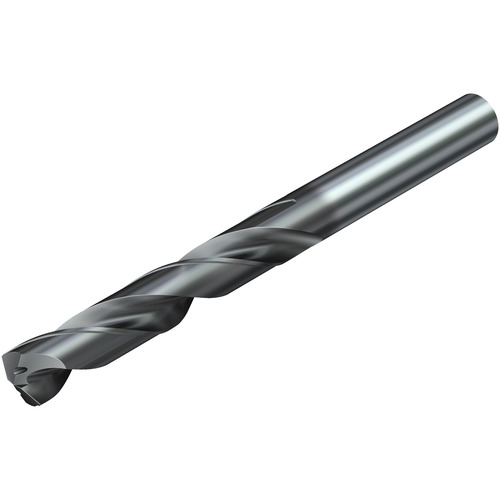 6.05 mm Dia. × 8 mm Shank × 53 mm Flute Length × 91 mm OAL, 5xD, 140°, TiAlN, 2xD Flute, Coolant Thru, DIN 6537 L, Round Solid Carbide Drill