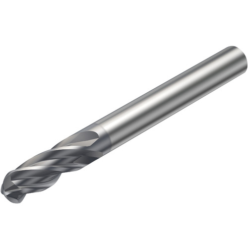 3 mm Dia. × 6 mm Shank × 8 mm DOC × 80 mm OAL, Carbide AlCrN, 4 Flute, CW|30° Helix, Round, External , Ballnose End Mill