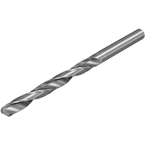 6.35 mm Dia. × 6.35 mm Shank × 50.8 mm Flute Length × 101.6 mm OAL, 135°, Uncoated, 2xD Flute, External Coolant, Round Solid Carbide Drill