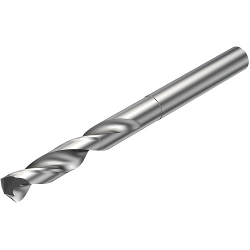 4.83 mm Dia. × 5 mm Shank × 28 mm Flute Length × 58 mm OAL, 135°, Uncoated, 2xD Flute, Coolant Thru, Round Solid Carbide Drill