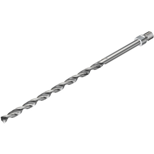 11.14 mm Dia. × 7/16″ Shank × 101.6 mm Flute Length × 152.4 mm OAL, 135°, Uncoated, 2xD Flute, Coolant Thru, Threaded Shank Solid Carbide Drill