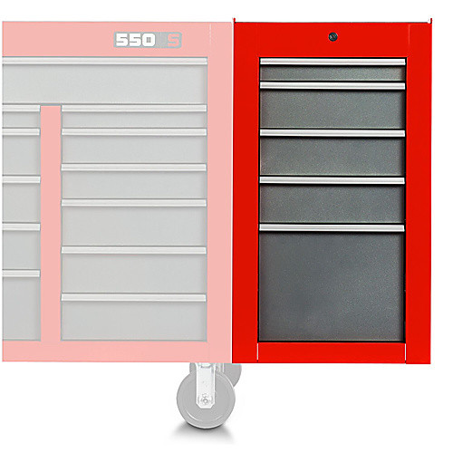 ‎Proto 550S Side Cabinet - 5 Drawer, Safety Red and Gray