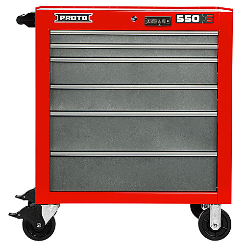 ‎Proto 550S 34″ Roller Cabinet - 6 Drawer, Safety Red and Gray