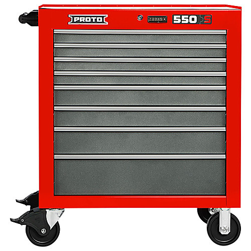 ‎Proto 550S 34″ Roller Cabinet - 8 Drawer, Safety Red and Gray
