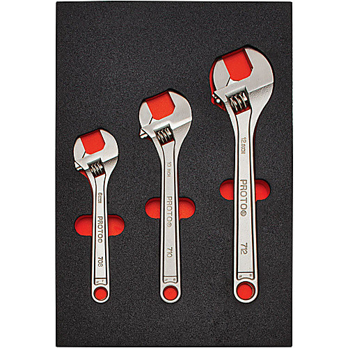 Proto Foamed 3 Piece Adjustable Wrench Set -Satin
