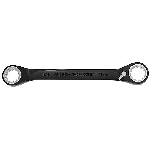 Proto Black Chrome Double Box Reversible Ratcheting Wrench 5/8″ × 11/16″ - Spline