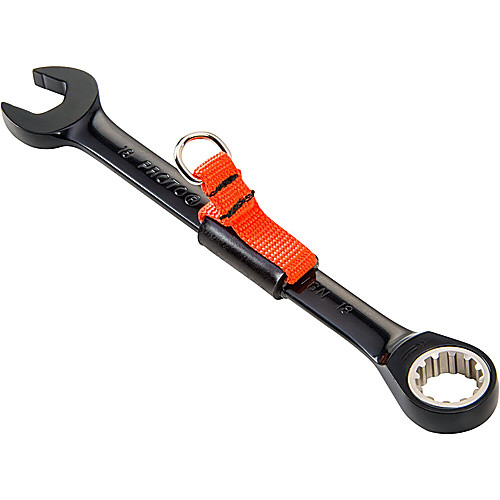Proto Tether-Ready Black Chrome Combination Non-Reversible Ratcheting Wrench 18 mm - Spline