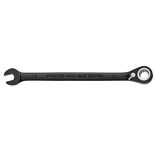 Proto Black Chrome Combination Reversible Ratcheting Wrench 7 mm - Spline