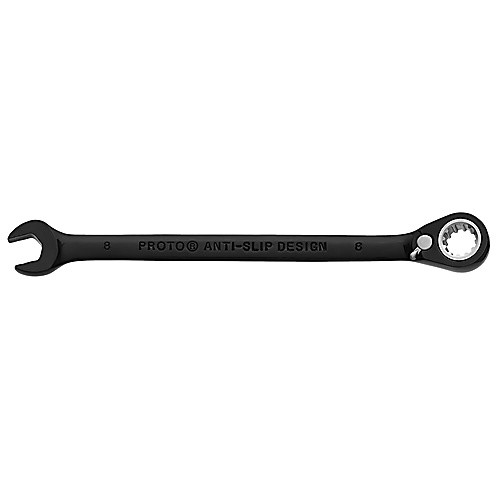 Proto Black Chrome Combination Reversible Ratcheting Wrench 8 mm - Spline
