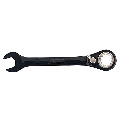 Proto Black Chrome Combination Stubby Reversible Ratcheting Wrench 8 mm - Spline