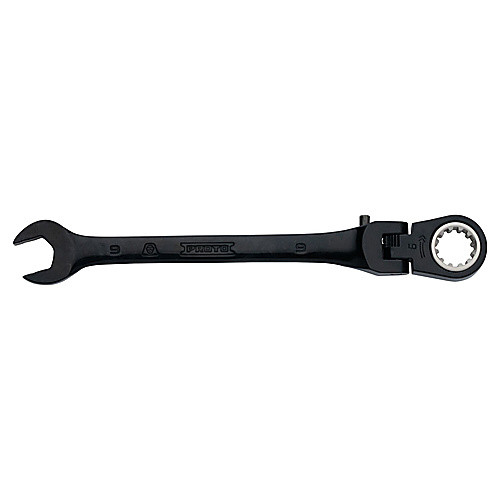 Proto Black Chrome Combination Locking Flex-Head Ratcheting Wrench 9 mm - Spline