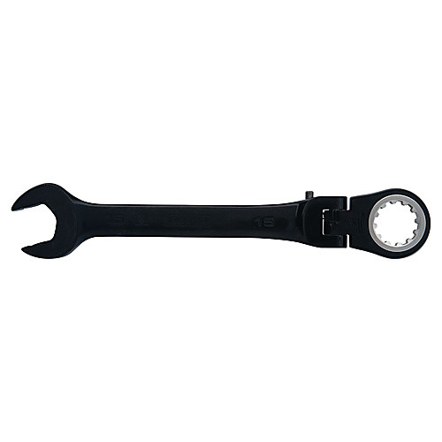 Proto Black Chrome Combination Locking Flex-Head Ratcheting Wrench 15 mm - Spline