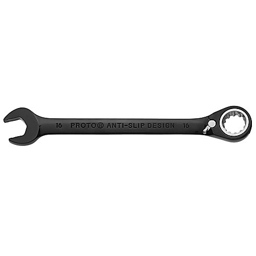 Proto Black Chrome Combination Reversible Ratcheting Wrench 16 mm - Spline