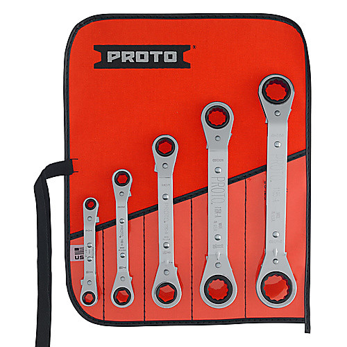 ‎Proto 5 Piece Offset Reversible Ratcheting Box Wrench Set - 6 and 12 Point