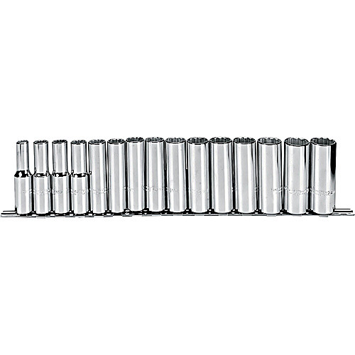 ‎Proto 1/2″ Drive 15 Piece Metric Deep Socket Set - 12 Point