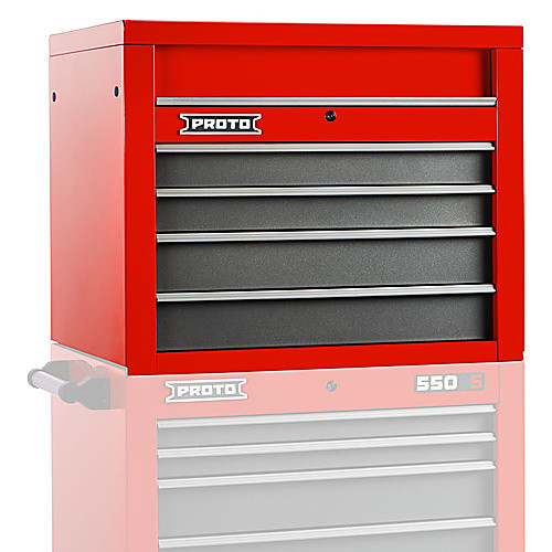 ‎Proto 550S 34″ Top Chest - 4 Drawer, Safety Red and Gray