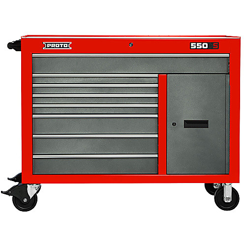 ‎Proto 550S 50″ Workstation - 8 Drawer & 2 Shelves, Safety Red and Gray