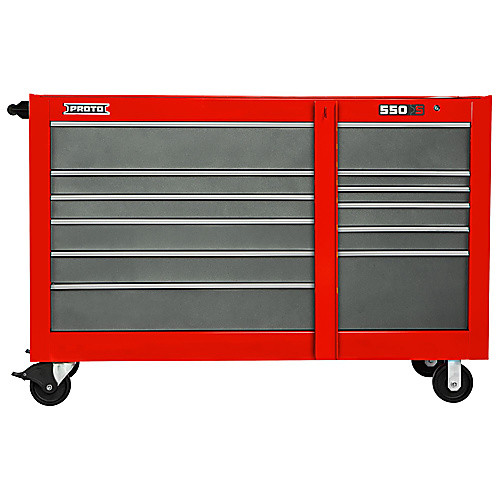 ‎Proto 550S 66″ Workstation with Removable Lock Bar- 11 Drawer- Safety Red & Gray