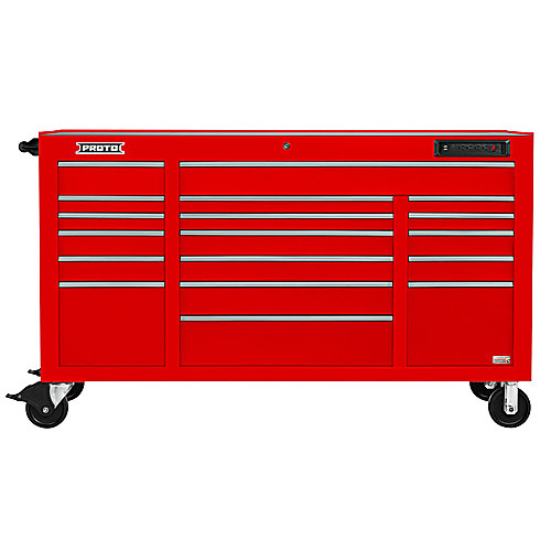 ‎Proto 550E 67″ Front Facing Power Workstation w/ USB - 18 Drawer, Gloss Red