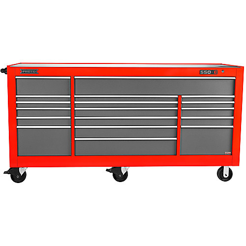 ‎Proto 550E 88″ Power Workstation - 18 Drawer, Safety Red and Gray