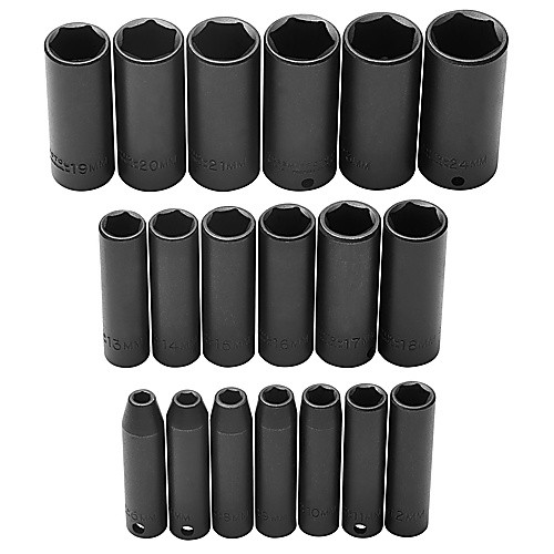 ‎Proto 3/8″ Drive 19 Piece Metric Deep Impact Socket Set - 6 Point
