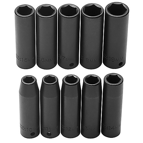 ‎Proto 1/2″ Drive 10 Piece Metric Deep Impact Socket Set - 6 Point