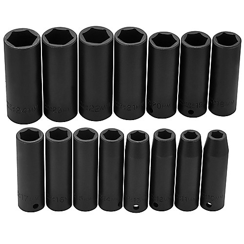 ‎Proto 1/2″ Drive 15 Piece Metric Deep Impact Socket Set - 6 Point