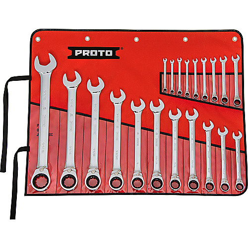 ‎Proto 20 Piece Full Polish Combination Reversible Ratcheting Wrench Set - 12 Point