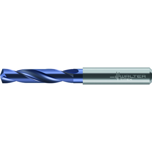 ‎19 mm Dia. × 20 mm Shank × 79 mm Flute Length × 131 mm OAL, 3xD, 140°, 2xD Flute, External Coolant, DIN 6537 K, Round Solid Carbide Drill DC150-03-19.000A0-WJ30RE