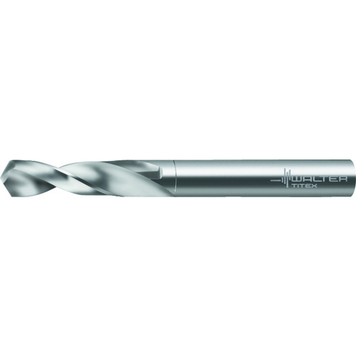 ‎2.5 mm Dia. × 2.5 mm Shank × 14 mm Flute Length × 43 mm OAL, 3xD, 118°, 2xD Flute, External Coolant, DIN 6539, Round Solid Carbide Drill A1163-2.5